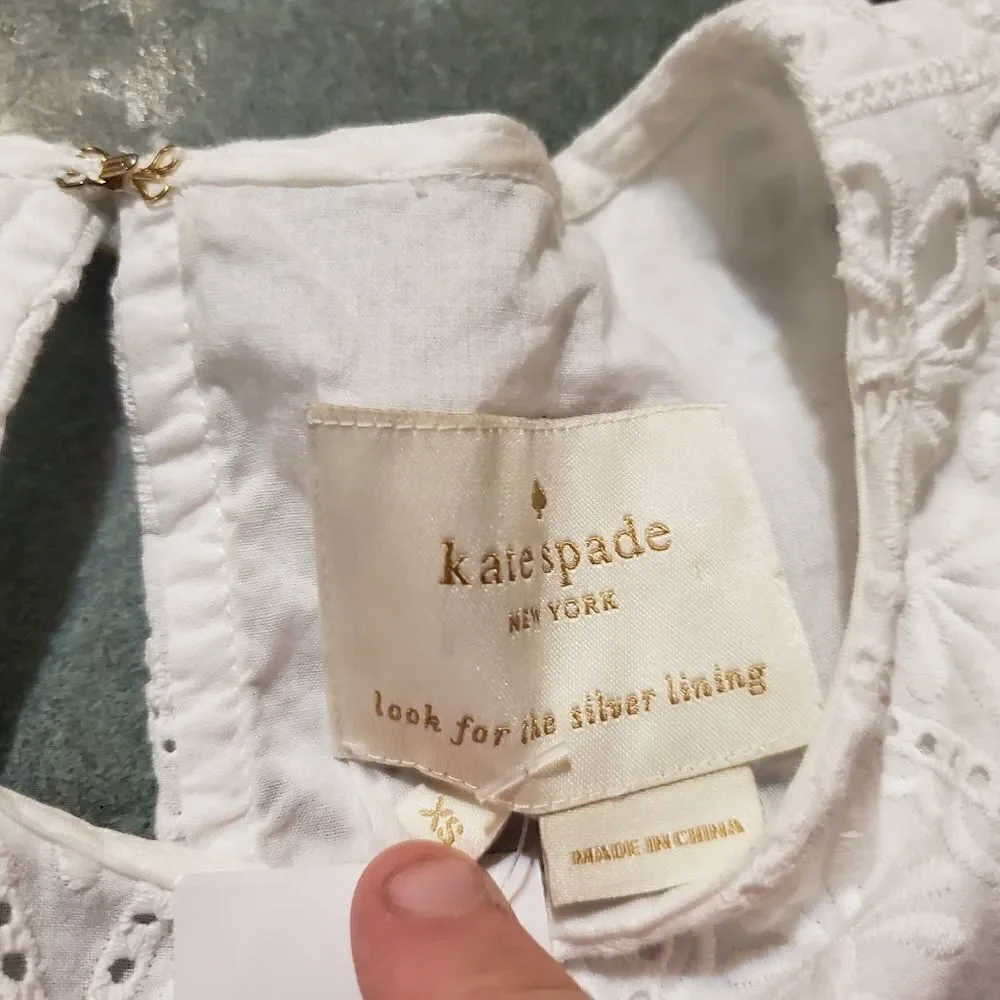 Kate Spade Eyelet Shift Dress In Fresh White sz XS
